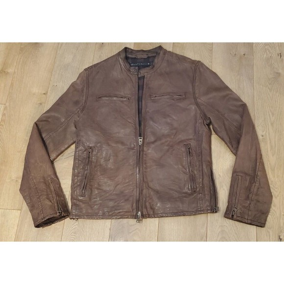 Levi's Capital E 2000's Cafe Motorcycle Flannel Plaid Lined Leather Jacket Small